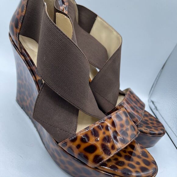 Taryn Rose Leopard Animal Print Sawyer Wedge Sandal 8 - Picture 1 of 16
